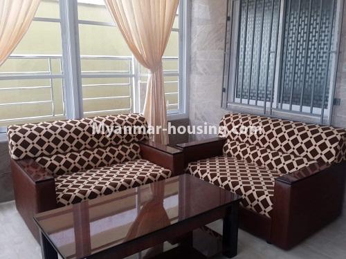 Myanmar real estate - for rent property - No.4299 - One bedroom penthouse for rent in Sanchaung! - living room