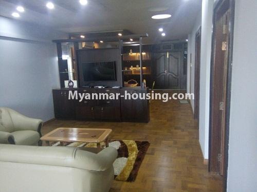 ミャンマー不動産 - 賃貸物件 - No.4304 - Green Lake condo room for rent in Mingalar Taung Nyunt! - living room