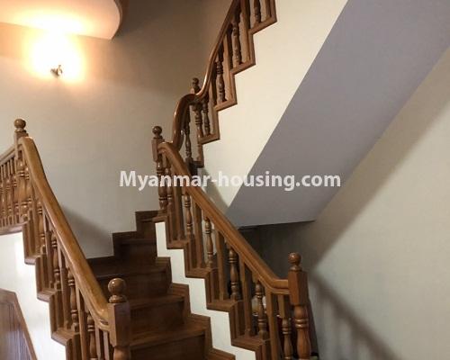 Myanmar real estate - for rent property - No.4312 - Landed house for rent in Ahlone! - stairs to upstairs