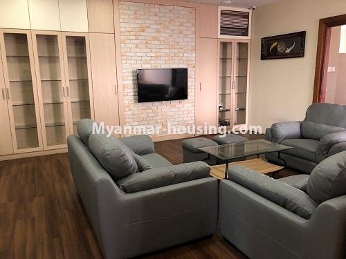 Myanmar real estate - for rent property - No.4313 - Green Lake Condo room for rent in Mingalar Taung Nyunt! - living room