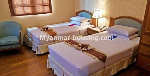 Myanmar real estate - for rent property - No.4345 - Studio room serviced apartment for rent in Kamaryut! - only bed view