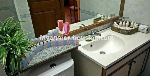Myanmar real estate - for rent property - No.4345 - Studio room serviced apartment for rent in Kamaryut! - washroom view
