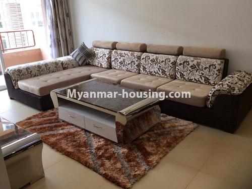 မြန်မာအိမ်ခြံမြေ - ငှားရန် property - No.4352 - သန်လျင်တွင် ကြယ်မြို့တော် ကွန်ဒိုခန်း ငှားရန်ရှိသည်။ - living room
