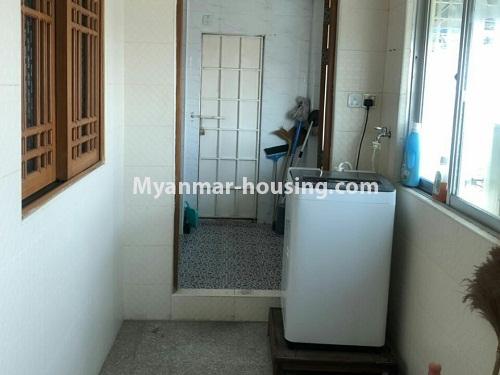 Myanmar real estate - for rent property - No.4362 - Furnished condo room for rent in Pazundaung! - washing machine area