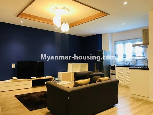 Myanmar real estate - for rent property - No.4387 - Green Vision condominium room for rent in Bahan! - living room