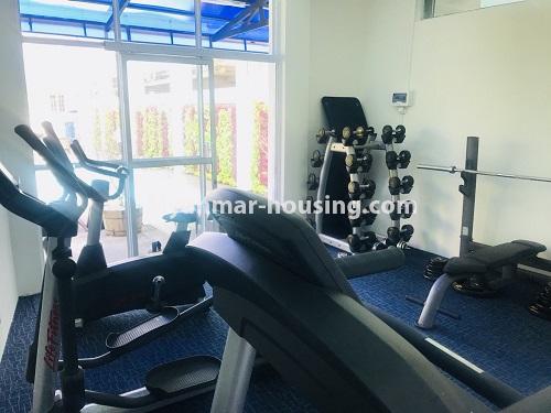 Myanmar real estate - for rent property - No.4393 - One bedroom serviced apartment for rent in Bahan! - gym view