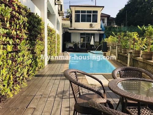 Myanmar real estate - for rent property - No.4393 - One bedroom serviced apartment for rent in Bahan! - another view of swimming pool