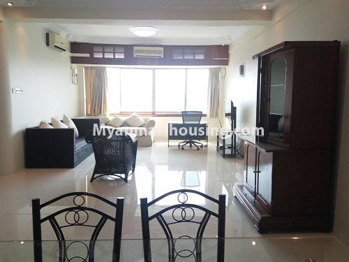 Myanmar real estate - for rent property - No.4399 - Nice condominium room with Kan Daw Gyi view, Tarmway! - living room