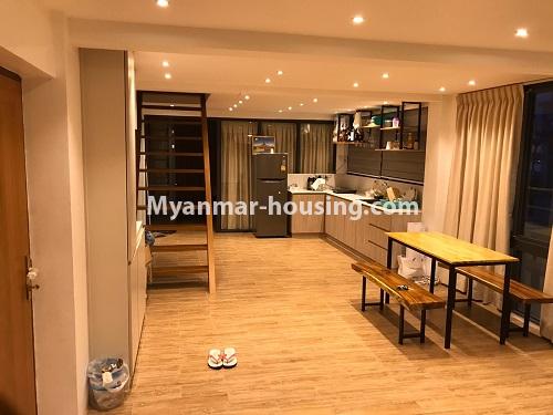 缅甸房地产 - 出租物件 - No.4401 - Duplex 2BHK Penthouse with nice view for rent in Downtown! - dining area and kitchen view