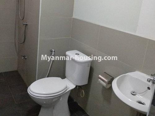 Myanmar real estate - for rent property - No.4421 - Decorated Mini Condominium room for rent on Kyaun Myaung Road, Tarmway! - bathroom