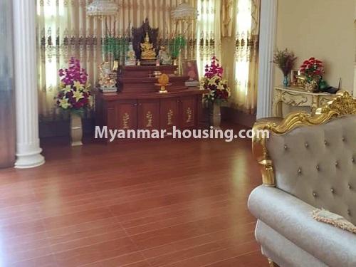 Myanmar real estate - for rent property - No.4422 - Decorated two storey landed house with big office option or guest-house option for rent in Hlaing! - shrine and living room