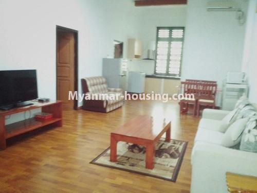 Myanmar real estate - for rent property - No.4423 - Serviced Condominium room for rent in Kamaryut! - living room
