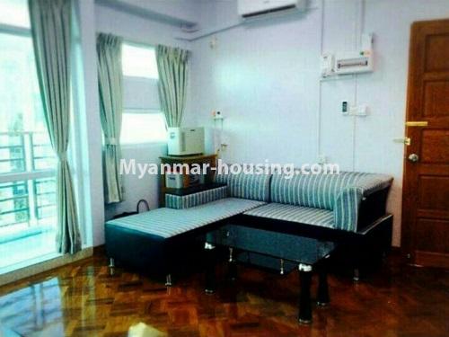 Myanmar real estate - for rent property - No.4428 - Two bedroom serviced apartment near Myanmar Plaza in Yankin! - anothr view of living room