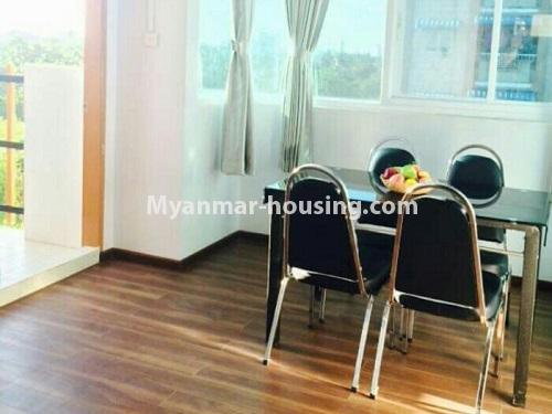 Myanmar real estate - for rent property - No.4428 - Two bedroom serviced apartment near Myanmar Plaza in Yankin! - dining area