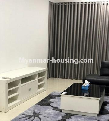 缅甸房地产 - 出租物件 - No.4433 - Kantharyar Residential Condominium room in nice area, Mingalar Taung Nyunt! - anothr view of living room