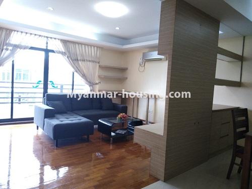 ミャンマー不動産 - 賃貸物件 - No.4434 - Royal Yaw Min Gyi condominium room with facilities in Downtown! - living room