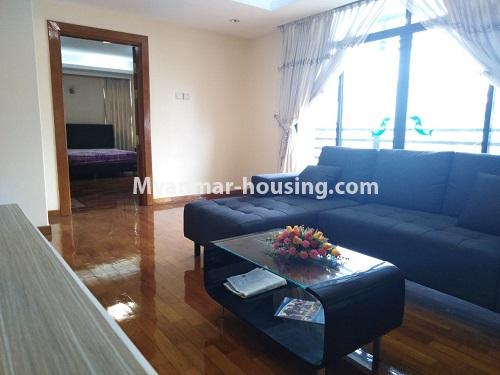 Myanmar real estate - for rent property - No.4434 - Royal Yaw Min Gyi condominium room with facilities in Downtown! - anothr view of living room