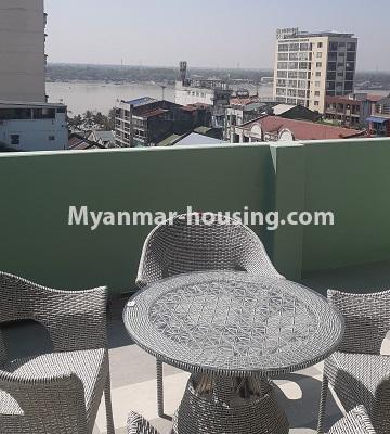 Myanmar real estate - for rent property - No.4435 - Pent house with nice view and will full facilities for rent in Sin Oh Tan, Latha! - river view from balcony