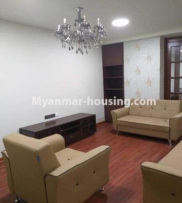 Myanmar real estate - for rent property - No.4438 - Nawarat Condominium building with full facilities for rent in Kamaryut! - living room