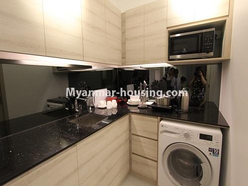 Myanmar real estate - for rent property - No.4440 - Serviced room studio type with full facilities for rent in Dagon Township. - kitchen view