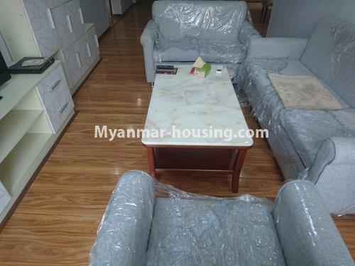 မြန်မာအိမ်ခြံမြေ - ငှားရန် property - No.4446 - စမ်းချောင်း၊ Sanchaung Garden Residence တွင် ကွန်ဒိုခန်းအသစ်ငှားရန် ရှိသည်။ - living room