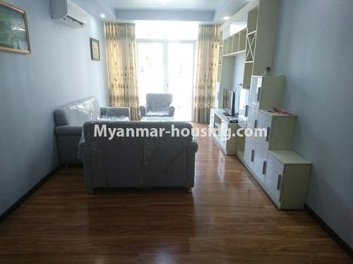 Myanmar real estate - for rent property - No.4446 - New condominium room in Sanchaung Garden Residence for rent in Sanchaung!  - the whole living room view