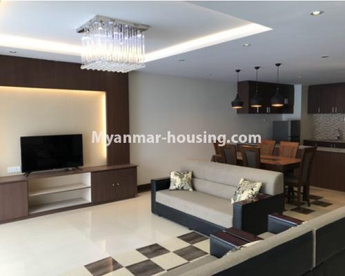 Myanmar real estate - for rent property - No.4450 - Luxurious condominium room for rent in Hlaing! - living room