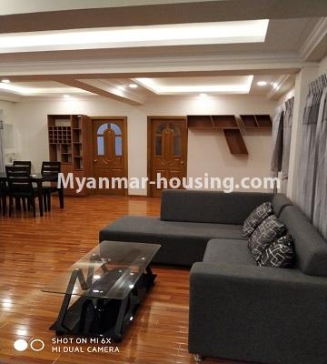 Myanmar real estate - for rent property - No.4456 - Penthouse with beautiful decoration and full furniture for rent in the Heart of Yangon! - living room