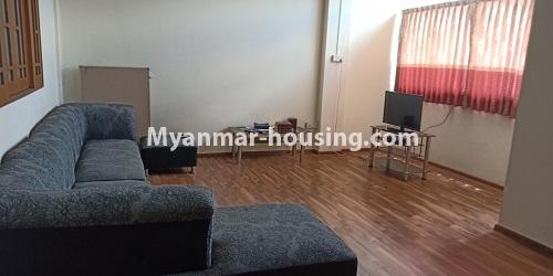 Myanmar real estate - for rent property - No.4458 - Downtown condominium room with furniture for rent! - living room