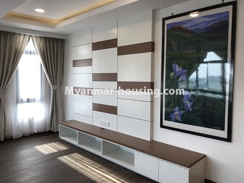 Myanmar real estate - for rent property - No.4464 - Furnished condominium room for rent on Parami Road, Hlaing Township. - anothr view of living room