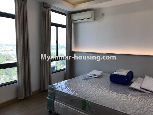 ミャンマー不動産 - 賃貸物件 - No.4464 - Furnished condominium room for rent on Parami Road, Hlaing Township. - bedroom 1