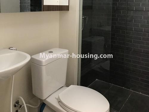 Myanmar real estate - for rent property - No.4464 - Furnished condominium room for rent on Parami Road, Hlaing Township. - bathroom 