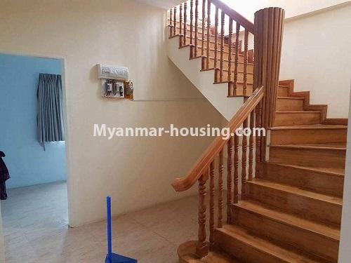 Myanmar real estate - for rent property - No.4466 - Two storey landed house with five bedrooms for rent in Nawaday Housing, Hlaing Thar Yar! - stairs view