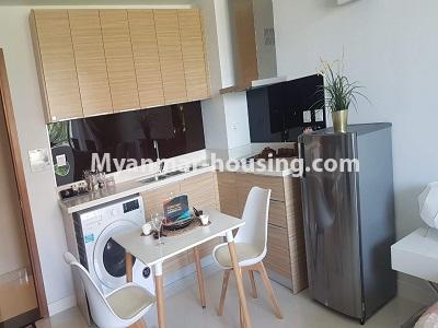 ミャンマー不動産 - 賃貸物件 - No.4473 - Studio room with standard decoration in Glaxy Tower for rent, Star City, Thanlyin! - another view of kitchen