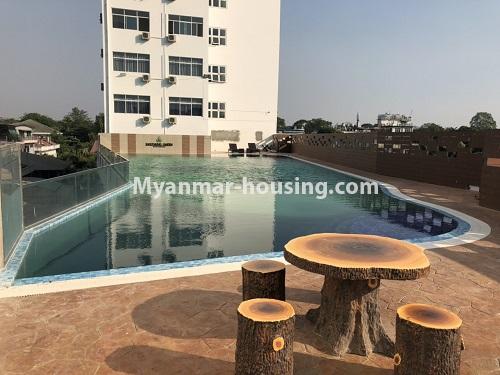 Myanmar real estate - for rent property - No.4475 - Furnished room in Sanchaung Garden Condominium for rent in Sanchaung! - another view of swimming pool