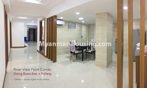 缅甸房地产 - 出租物件 - No.4476 - Standard River View Point Condo room for rent in Ahlone! - dining area and corridor