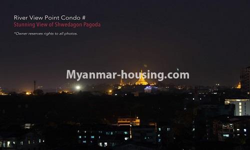 ミャンマー不動産 - 賃貸物件 - No.4478 - Standard River View Point Condo room for rent in Ahlone! - shwedagon pagoda view