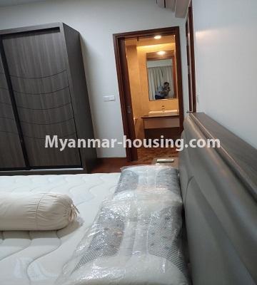 Myanmar real estate - for rent property - No.4483 - New condominium room in Crystal Tower, Sanchaung! - master bedroom 