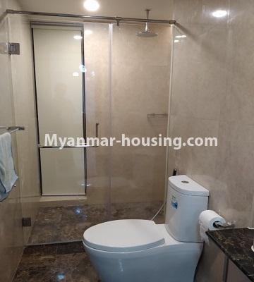Myanmar real estate - for rent property - No.4483 - New condominium room in Crystal Tower, Sanchaung! - bathroom 1