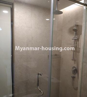 Myanmar real estate - for rent property - No.4483 - New condominium room in Crystal Tower, Sanchaung! - bathroom 2