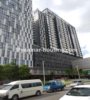 Myanmar real estate - for rent property - No.4483 - New condominium room in Crystal Tower, Sanchaung! - building view