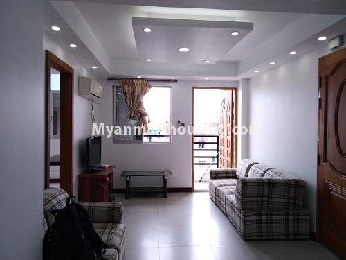 Myanmar real estate - for rent property - No.4485 - Furnished condominium room for rent in Downtown! - living room