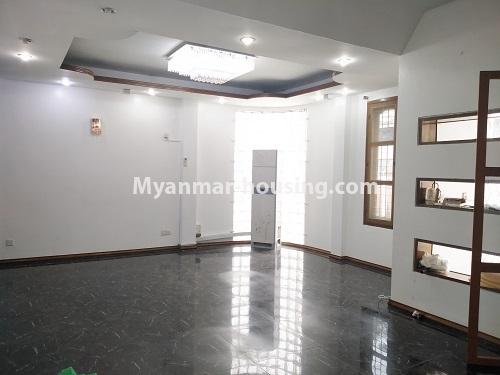 မြန်မာအိမ်ခြံမြေ - ငှားရန် property - No.4493 - ဒဂုံတွင် ရုံးခန်းဖွင့်ရန် သို့မဟုတ် လူနေရန် နှစ်ထပ်အိမ်တစ်လုံး ငှားရန်ရှိသည်။downstairs living room