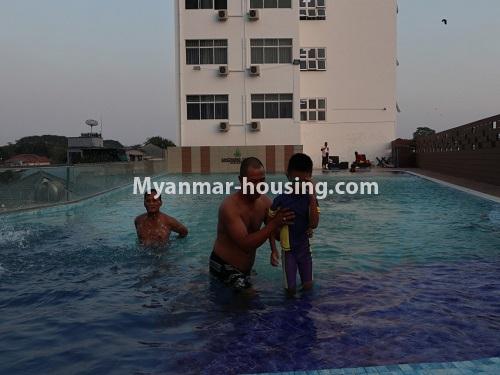 Myanmar real estate - for rent property - No.4495 - Modern room in Sanchaung Garden Residence for rent in Sanchaung! - swimming pool view