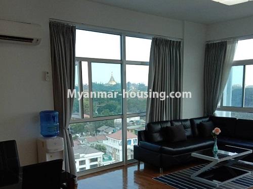 ミャンマー不動産 - 賃貸物件 - No.4495 - Modern room in Sanchaung Garden Residence for rent in Sanchaung! - living room view