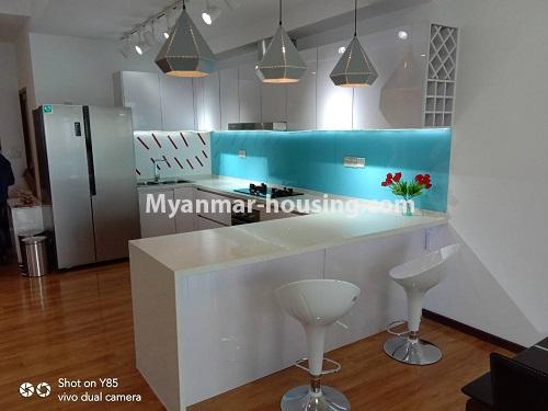 Myanmar real estate - for rent property - No.4495 - Modern room in Sanchaung Garden Residence for rent in Sanchaung! - kitchen view