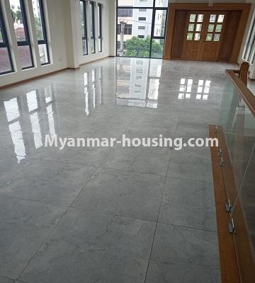 Myanmar real estate - for rent property - No.4496 - Half and three storey building for showroom options on South Okkalapa Main Road. - ground floor hall view