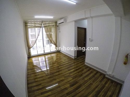 Myanmar real estate - for rent property - No.4499 - Two bedroom condominium room in Botahtaung Time Square! - living room view