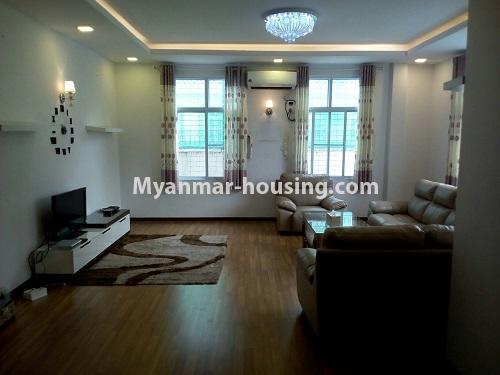 Myanmar real estate - for rent property - No.4500 - Furnished landed house with four master bedrooms for rent in Bahan! - living room view