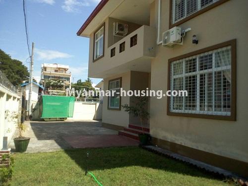 Myanmar real estate - for rent property - No.4500 - Furnished landed house with four master bedrooms for rent in Bahan! - lawn view